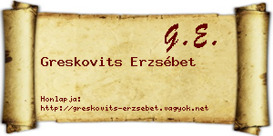 Greskovits Erzsébet névjegykártya
