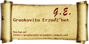 Greskovits Erzsébet névjegykártya